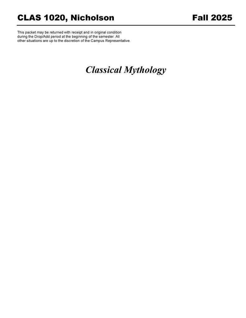 CLAS 1020, Nicholson (Hard Copy)