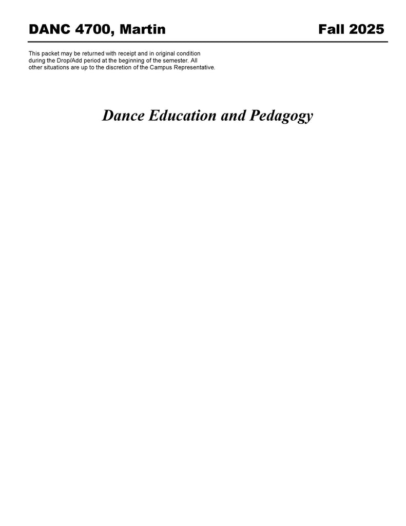 DANC 4700, Martin (Hard Copy)