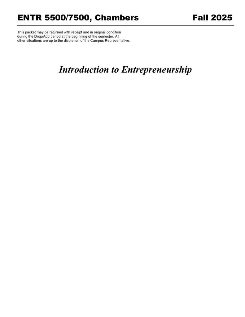 ENTR 5500/7500, Chambers (Hard Copy)