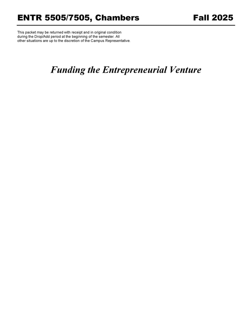 ENTR 5505/7505, Chambers (Hard Copy)