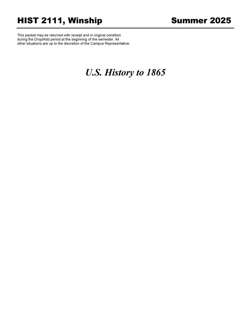 HIST 2111, Winship (Hard Copy)