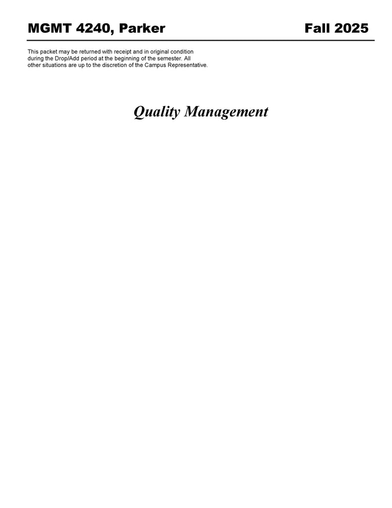 MGMT 4240, Parker (Digital Only)