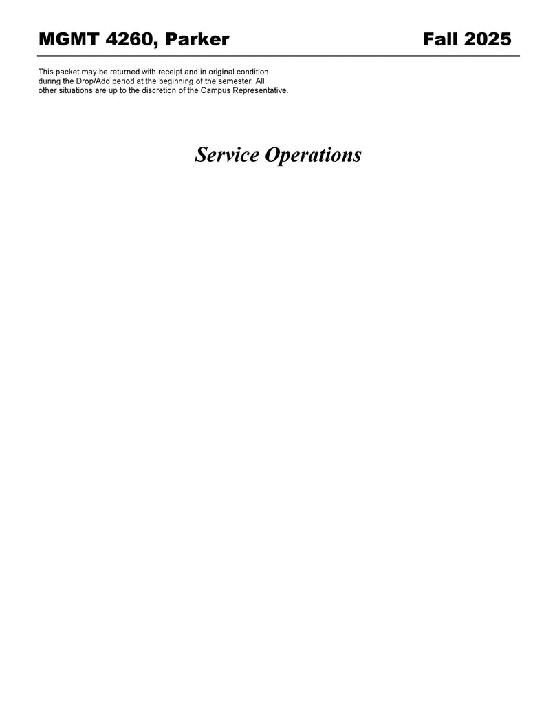 MGMT 4260, Parker (Hard Copy)