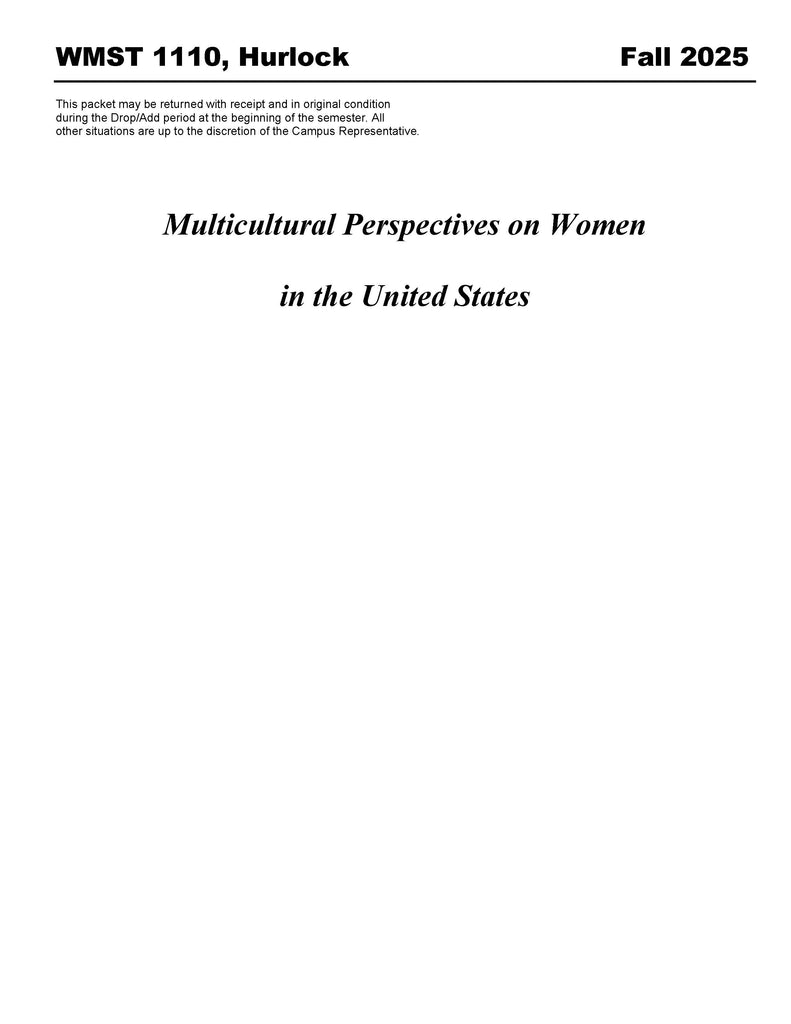 WMST 1110, Hurlock (Hard Copy)