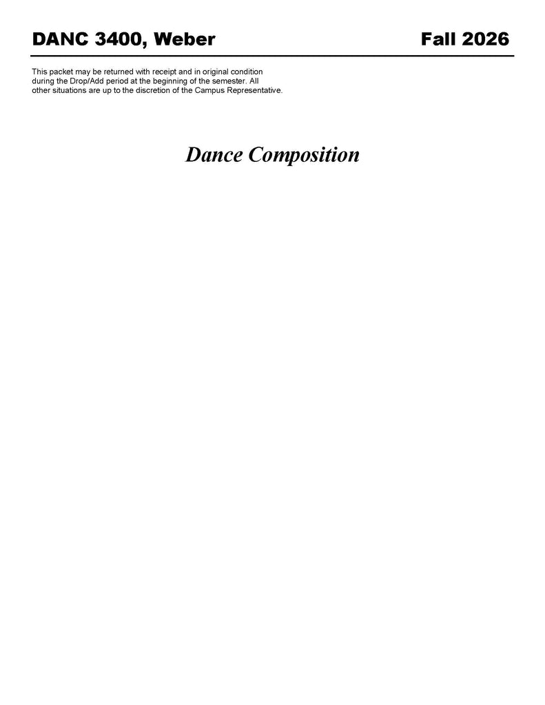 DANC 3400, Weber (Hard Copy)