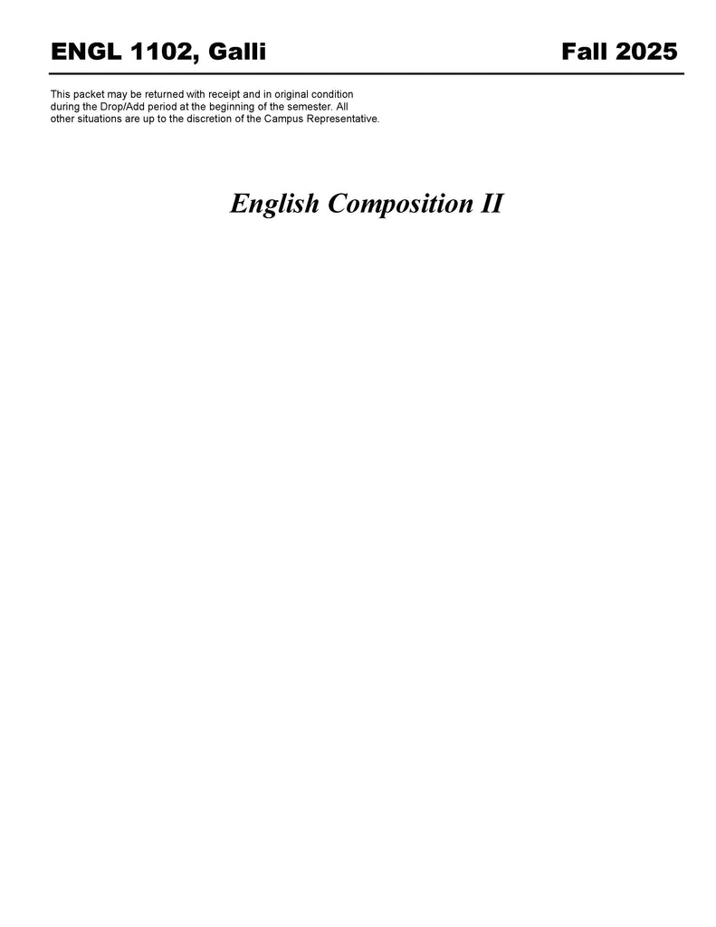 ENGL 1102, Galli (Digital Only)