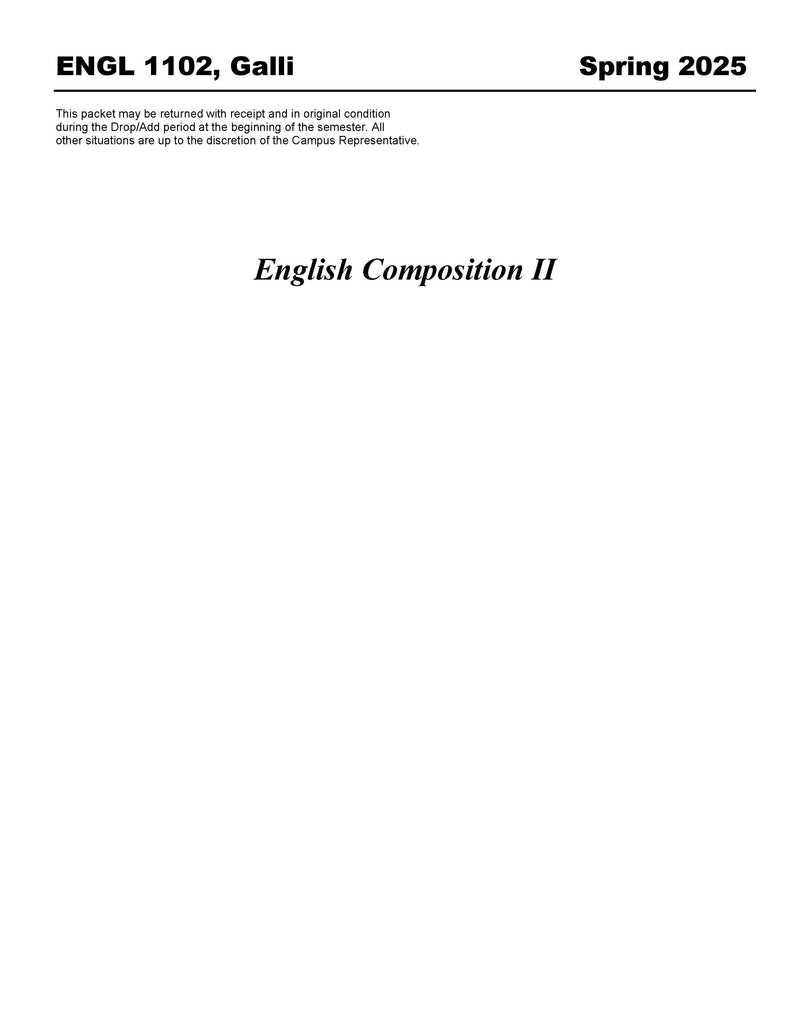 ENGL 1102, Galli (Hard Copy)