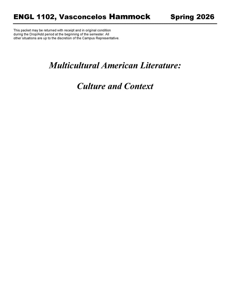 ENGL 1102, Vasconcelos Hammock (Hard Copy)