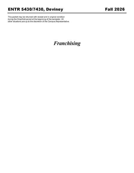 ENTR 5430/7430, Deviney (Hard Copy)