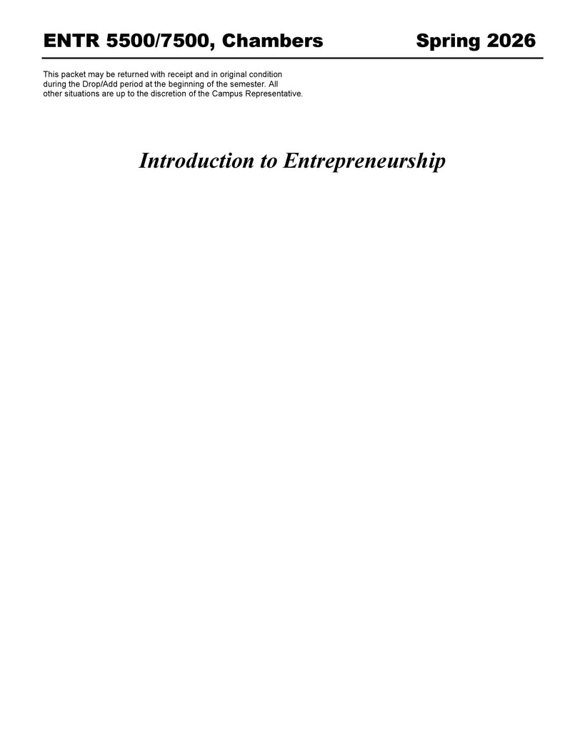 ENTR 5500/7500, Chambers (Hard Copy)