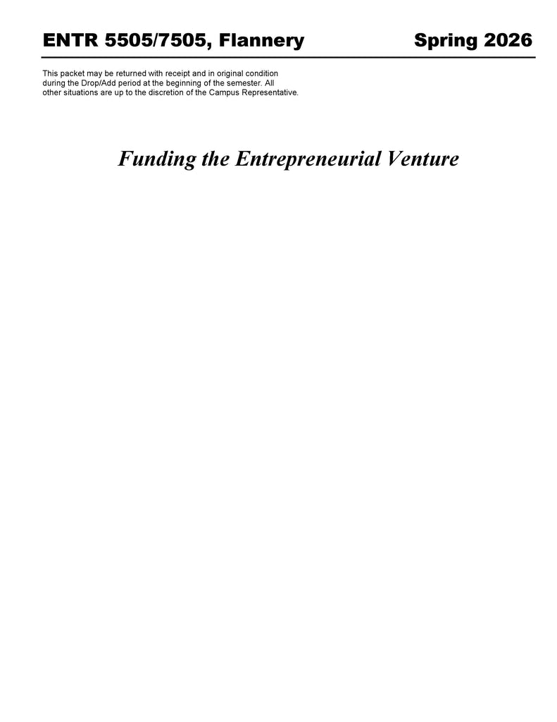 ENTR 5505/7505, Flannery (Digital Only)