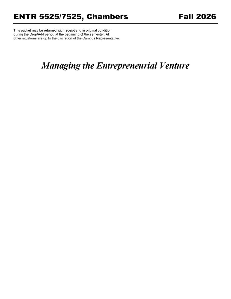 ENTR 5525/7525, Chambers (Hard Copy)