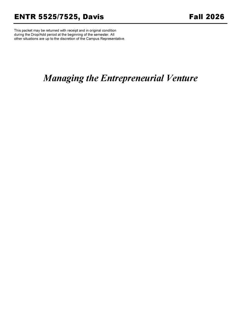 ENTR 5525/7525, Davis (Digital Only)