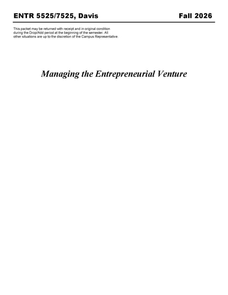 ENTR 5525/7525, Davis (Hard Copy)