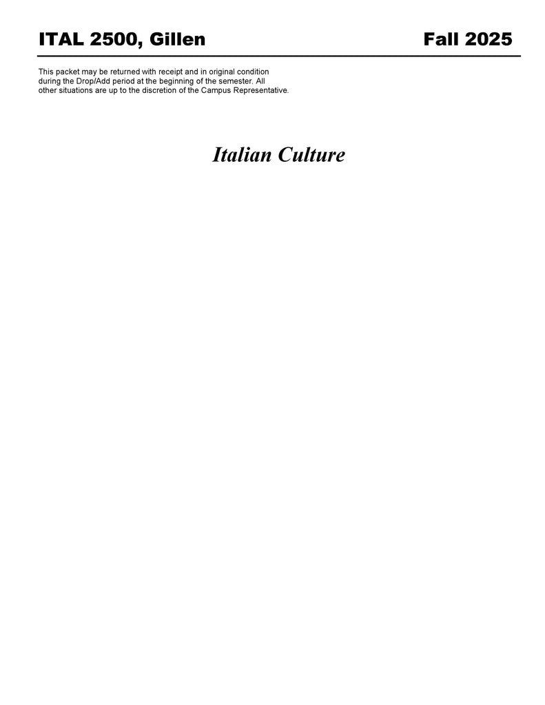 ITAL 2500, Gillen (Hard Copy)