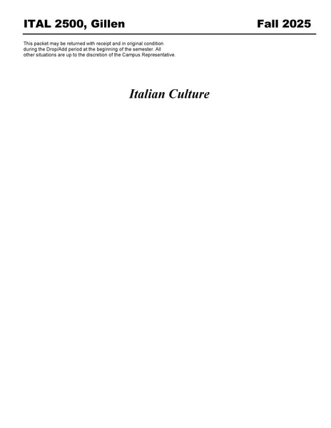 ITAL 2500, Gillen (Hard Copy)