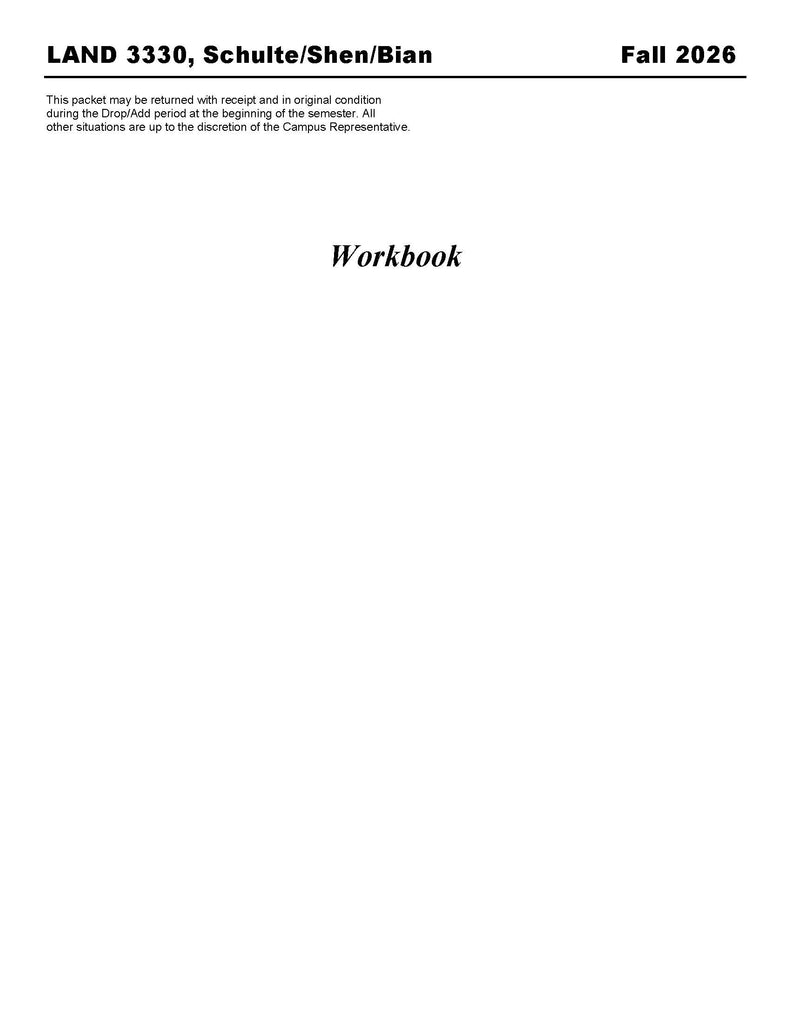LAND 3330, Schulte/Shen/Bian (Hard Copy)