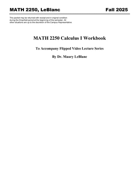 MATH 2250, LeBlanc (Hard Copy)