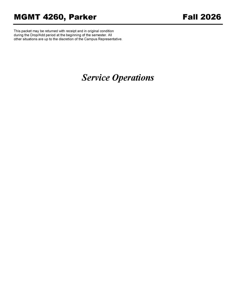MGMT 4260, Parker (Hard Copy)