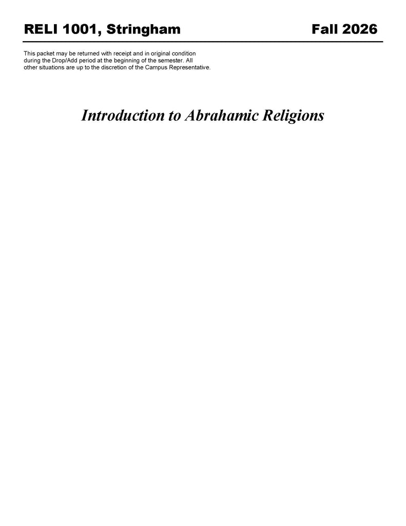 RELI 1001, Stringham (Hard Copy)