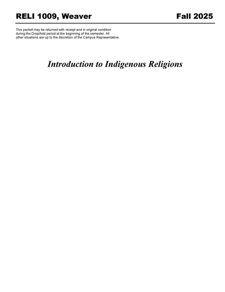 RELI 1009, Weaver (Hard Copy)