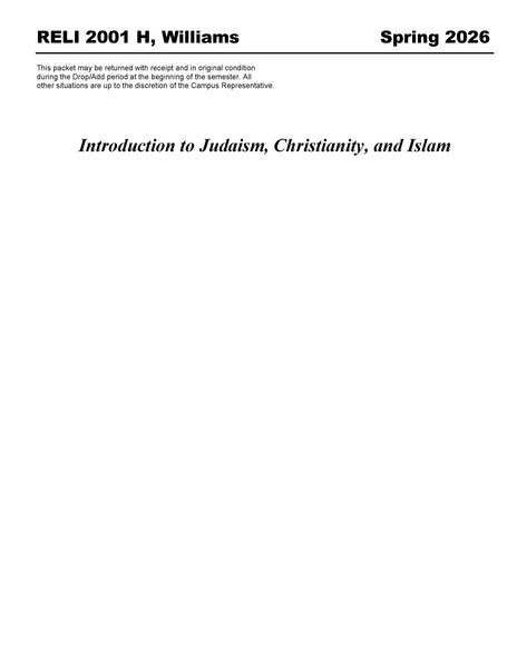 RELI 2001 H, Williams (Hard Copy)